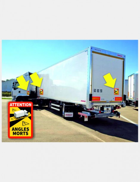 Autocollant 'Angles Morts' Pour Véhicules Lourds >3.5T - 75x105mm Vinyle Adhésif - Conforme Réglementation 2021 - 2