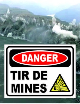 pancarte danger tir de mines + picto explsion