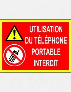 panneau utilisation du téléphone portable interdit 2 pictos