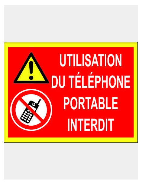 panneau utilisation du téléphone portable interdit 2 pictos