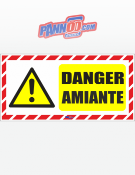 panneau danger amiante logo triangle danger amiante + rublise rouge