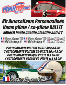 Kit Autocollants Personnalisés Noms Rallye Vintage Classic