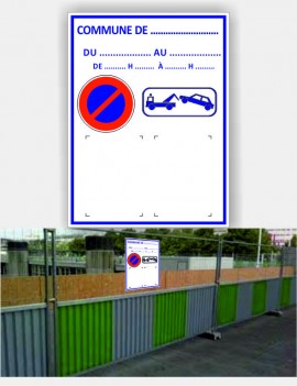 Pancarte interdiction de stationner pour chantier